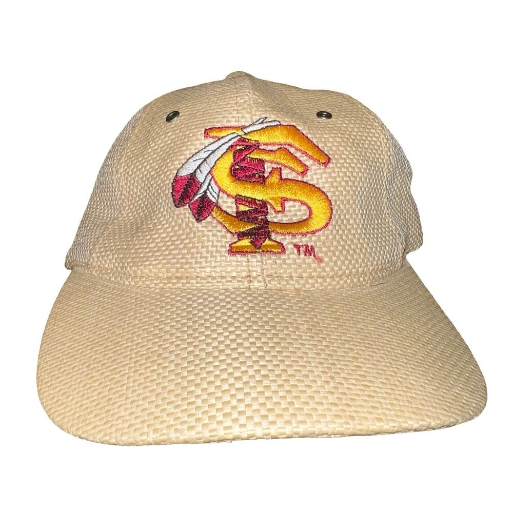 Vintage 90s Florida State University FSU Seminoles KUDZU Straw Weave Hat Cap